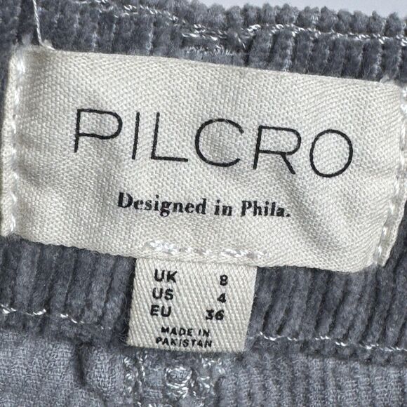 Pilcro Anthropologie Corduroy Mini Skirt Size 4 Gray Cotton Modal Blend Fall - Picture 5 of 13